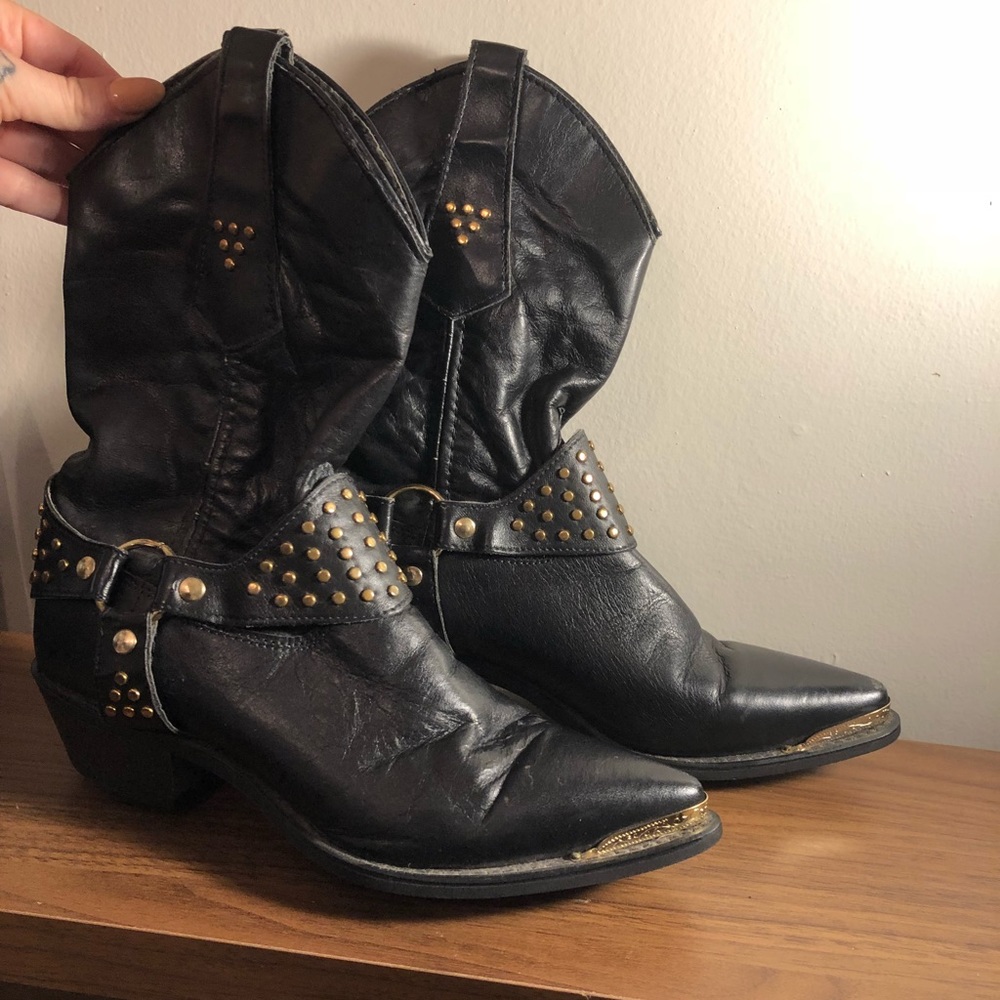 Vintage biker cowboy boots